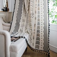 Alovez - Geometrische Halbverdunkelungsvorhänge 2 Stück Tribal Style Baumwollleinen Verdunkelungsvorhänge mit von ALOVEZ