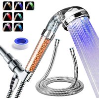 Alovez - LED-Duschkopf mit Schlauch und Duscharmhalterung, Handbrause mit Hochdruckfilter zur Reparatur trockener Haut und Haarausfall – 7 Farben von ALOVEZ