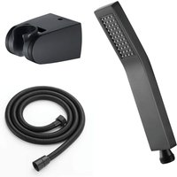 Alovez - Messing-Duschkopf, Handbrause mit Schlauch, Handbrause, Einzelfunktion, Anti-Kalk-Duschkopf mit Silikon-Wasserauslass, Schwarz von ALOVEZ