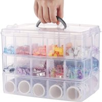 Alovez - Stapelbare Aufbewahrungsbox aus transparentem Kunststoff mit 3 Ebenen, Aufbewahrungsbox mit 30 Fächern und Deckel, Kunststoffbox für von ALOVEZ