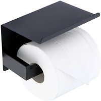 Alovez - Toilettenpapierhalter mit Ablage, mattschwarz, sus 304 Edelstahl, Toilettenpapierhalter, selbstklebend oder zur Wandmontage, schwarz Alovez - Toilettenpapierhalter mit Ablage, mattschwarz, sus 304 Edelstahl, Toilettenpapierhalter, selbstklebend oder zur Wandmontage, schwarz von ALOVEZ