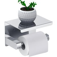 Alovez - Toilettenpapierhalter ohne Bohren mit Ablage, Toilettenpapierrollenhalter aus Edelstahl sus 304, selbstklebender oder einschraubbarer Alovez - Toilettenpapierhalter ohne Bohren mit Ablage, Toilettenpapierrollenhalter aus Edelstahl sus 304, selbstklebender oder einschraubbarer von ALOVEZ