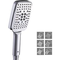Alovez - Universal-Handbrause, hoher Durchfluss, 6 Strahlarten, wassersparend, großer quadratischer Ersatzduschkopf – Chrom von ALOVEZ