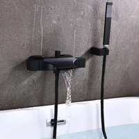 An der Wand montierter Wasserfall-Badewannenhahn, Badewannenmischbatterie mit Handbrause, an der Wand montierter Wasserhahn mit Wasserfall-Duschkopf, von ALOVEZ