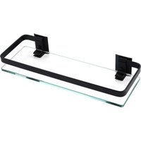Badezimmer-Wandregal aus Aluminium, extra dickes gehärtetes Glas, 1-stufiger rechteckiger Korb, schwarze Wandhalterung, 35 x 12 x 4,5 cm Badezimmer-Wandregal aus Aluminium, extra dickes gehärtetes Glas, 1-stufiger rechteckiger Korb, schwarze Wandhalterung, 35 x 12 x 4,5 cm von ALOVEZ