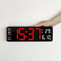 Alovez - Black Shell Red Fire 13 Zoll große digitale Wanduhr mit einstellbarer Helligkeit LED-Digitaluhr von ALOVEZ