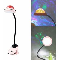 Clip-Lampe für Kinder, per USB wiederaufladbares LED-Leselicht zum Anklemmen mit Sternenprojektion, 360°-Schwanenhals-Nachttischlampe mit dimmbarer von ALOVEZ
