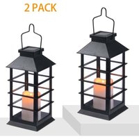 Dekorative Solarlaterne für draußen mit wasserdichtem LED-Flackerndem Kerzeneffekt, perfekt als Solar-Tischlampe oder Hängelaterne für draußen, 2 Dekorative Solarlaterne für draußen mit wasserdichtem LED-Flackerndem Kerzeneffekt, perfekt als Solar-Tischlampe oder Hängelaterne für draußen, 2 von ALOVEZ