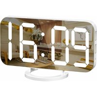 Alovez - Digitaler Wecker, großes Spiegel-LED-Display, Schlafmodus, Wand-Schreibtischuhr für Schlafzimmer (weiß) von ALOVEZ