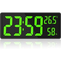 Alovez - Digitaluhr mit großem Bildschirm, große digitale Wanduhr mit Temperatur und Luftfeuchtigkeit, digitale Wanduhr mit LED-Zahlen für von ALOVEZ