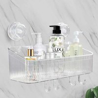 Duschregal mit Saugnapf ohne Bohren – abnehmbare Aufbewahrung mit Haken, wasser- und ölbeständig, Tragkraft 25 kg, Organizer für Bad und Küche von ALOVEZ