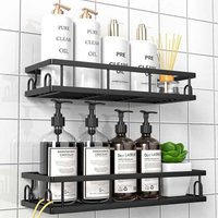 Duschregal ohne Bohren, Aufbewahrung und Organisation im Badezimmer, Wandmontiertes Lagerregal (Schwarz – 2 Stück) von ALOVEZ