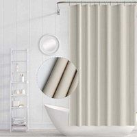 Duschvorhang Beige, schimmelresistent, antibakteriell, Badezimmervorhänge mit Haken, wasserdicht, 180 x 180 cm von ALOVEZ