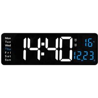 Alovez - Eisblau Temperatur Große digitale Wanduhr mit einstellbarer Helligkeit led Digitaluhr von ALOVEZ
