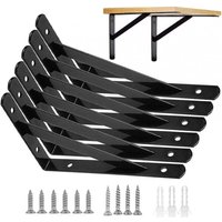 Wandregalhalterungen, 6er-Pack Regalhalterungen, 15 9,5 cm Hochleistungs-Metall-90-Grad-Dreieckhalterungen, schwebender Rahmen, schwarz von ALOVEZ