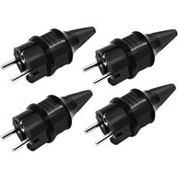 Alovez - Ersatzstecker Standard-Steckdosen, 4 x Gummi-Erdungskontakt-Elektrostecker (250 V/16 a), wasserdichte IP44-Steckdosen, schwarz von ALOVEZ