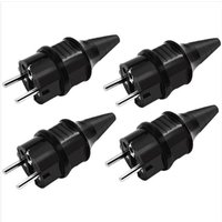Alovez - Ersatzstecker Standard-Stecker, 4 x Gummi-Erdungskontakt-Stecker (250 V/16 a), IP44-wasserdichte Steckdosen, schwarz von ALOVEZ
