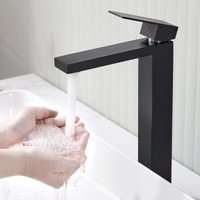 Extra hoher schwarzer Waschtisch-Wasserhahn, Einhebel-Badezimmer-Mischbatterie aus Edelstahl für erhöhtes Waschbecken, 290 mm Auslasshöhe, inklusive Extra hoher schwarzer Waschtisch-Wasserhahn, Einhebel-Badezimmer-Mischbatterie aus Edelstahl für erhöhtes Waschbecken, 290 mm Auslasshöhe, inklusive von ALOVEZ