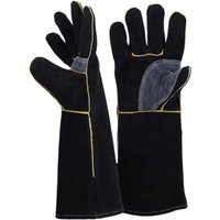 Extrem feuer- und hitzebeständige Handschuhe, Leder mit Kevlar-Nähten, perfekt für Kamin, Herd, Ofen, Grill, Schweißen, BBQ, MIG, Topflappen, von ALOVEZ