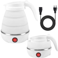 Faltbarer Wasserkocher, Reisewasserkocher aus Silikon, tragbarer Wasserkocher, Mini-Reisewasserkocher mit Edelstahlboden (weiß) von ALOVEZ