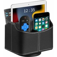 Alovez - Fernbedienungshalter aus Leder, um 360 Grad drehbar, Nachttisch-Organizer für Steuerung, Medien, Post, Taschenrechner, Handy und Stift von ALOVEZ