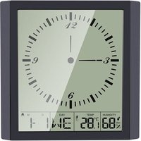 Alovez - Feuchtigkeitsdetektor Multifunktionales digitales Thermo-Hygrometer Thermometer und Hygrometer und quadratische Wanduhr , Schwarz von ALOVEZ