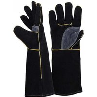 Feuer- und hitzebeständige Handschuhe, Leder mit Kevlar-Nähten, perfekt für Kamin, Herd, Ofen, Grill, Schweißen, BBQ, MIG, Topflappen und Tierhaltung von ALOVEZ