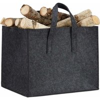 Alovez - Filz-Holzkorb, 2 Griffe, faltbar, Zeitungshalter, anthrazit, 34,5 x 43 x 36,5 cm, Alovez - Filz-Holzkorb, 2 Griffe, faltbar, Zeitungshalter, anthrazit, 34,5 x 43 x 36,5 cm, von ALOVEZ