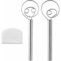 Dänischer Teigbesen, 2er-Pack Teigbesen aus 304 Edelstahl, Handmixer für Brotteig, Kuchenherstellung zum Backen, Pizzateig von ALOVEZ