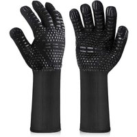 Grillhandschuhe, hitzebeständige Ofenhandschuhe, hitzebeständige und rutschfeste Küchenhandschuhe für BBQ, Grill, Backen im Ofen, Kamin, Schwarz Grillhandschuhe, hitzebeständige Ofenhandschuhe, hitzebeständige und rutschfeste Küchenhandschuhe für BBQ, Grill, Backen im Ofen, Kamin, Schwarz von ALOVEZ