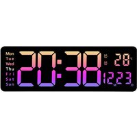 Große digitale Wanduhr mit einstellbarer Helligkeit LED Digitaluhr Pink von ALOVEZ
