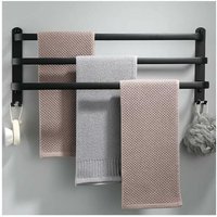 Alovez - Handtuchhalter aus Aluminium mit 3 Ebenen, zur Wandmontage, mit Haken, 60 cm, wasserdicht, schwarz, Handtuchhalter für Badezimmer, Küche, Bad Alovez - Handtuchhalter aus Aluminium mit 3 Ebenen, zur Wandmontage, mit Haken, 60 cm, wasserdicht, schwarz, Handtuchhalter für Badezimmer, Küche, Bad von ALOVEZ