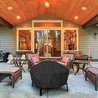 Runde, wasserdichte Feuerschalenabdeckung, winddicht, UV-beständig, reißfest, 210D Oxford-Gewebe, Grill-Feuerschalenabdeckung, von ALOVEZ