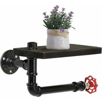 Alovez - Industrieller Toilettenpapierhalter, Wandmontierter Toilettenpapierhalter aus Gusseisen mit Holzregal für Badezimmer, Badezimmerrollenhalter Alovez - Industrieller Toilettenpapierhalter, Wandmontierter Toilettenpapierhalter aus Gusseisen mit Holzregal für Badezimmer, Badezimmerrollenhalter von ALOVEZ