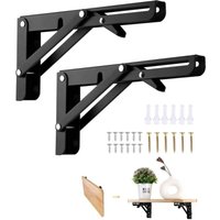 Klapphalterung 200 mm, 2 Stück schwarze Klapphalterung, klappbare Regalhalterungen belastbar, robuste einziehbare Klapphalterung, Regalhalterung, für von ALOVEZ