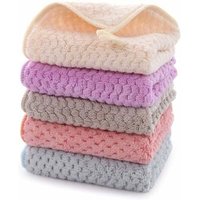 Kleines Handtuch, Handtuch, 5-teiliges Küchenhandtuch-Set, Coral Fleece Hängehandtuch, super saugfähig, schnelltrocknend, Gürtelschnalle von ALOVEZ