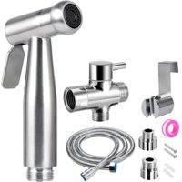 Alovez - Komplettset für WC-Handbrause – WC-Handbrause-Set mit 3-Wege-Ventil (1/2–3/8 Zoll) i Standardgrößen Frankreich (Silber) von ALOVEZ