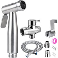 Alovez - Komplettset für WC-Handbrause – WC-Handbrause-Set mit 3-Wege-Ventil (1/2–3/8 Zoll) i Standardgrößen Frankreich (Silber) von ALOVEZ