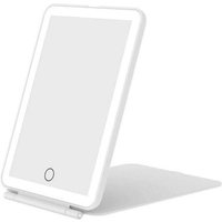 Kosmetikspiegel mit LED-Beleuchtung, faltbarer tragbarer Kosmetikspiegel, Touch-Steuerung (weiß) von ALOVEZ