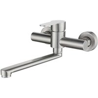 Küchenarmatur zur Wandmontage, Küchenmischbatterie zur Wandmontage aus Edelstahl, 360° drehbare Küchenspüle, einstellbares Warm- und Kaltwasser, Küchenarmatur zur Wandmontage, Küchenmischbatterie zur Wandmontage aus Edelstahl, 360° drehbare Küchenspüle, einstellbares Warm- und Kaltwasser, von ALOVEZ