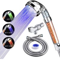 Alovez - LED-Duschkopf mit Schlauch und Duscharmhalterung, Handbrause mit Hochdruckfilter zur Reparatur trockener Haut und Haarausfall – Farbwechsel von ALOVEZ