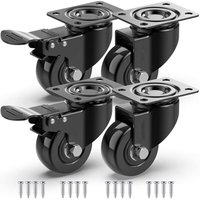 Alovez - Lenkrollen für Möbel, davon 2 mit Bremse + Schrauben – Markierungslose Lenkrolle auf dem Boden für schwere Last – Gummirad für Trolley – Alovez - Lenkrollen für Möbel, davon 2 mit Bremse + Schrauben – Markierungslose Lenkrolle auf dem Boden für schwere Last – Gummirad für Trolley – von ALOVEZ