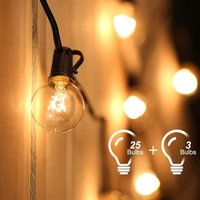 Lichterketten für den Außenbereich, verbindbare Lichterkette, 7,6 m, 25 G40-Glühbirnen mit 3 Ersatzbirnen für Party, Garten, Hochzeit, Terrasse von ALOVEZ