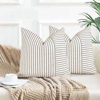 2er Set Kissenbezug 40x40 Baumwolle Kissenhülle Cotton Sofakissen Streifen Bohemian Dekokissen Sofakissen Deko für Sofa Wohnzimmer Schlafzimmer von ALOVEZ