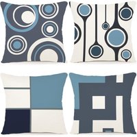 4er-Set Kissenbezüge, 45 x 45, geometrisches Muster, dekorative Kissenbezüge aus Baumwolle, Sofa-Kissenbezug, quadratischer Kissenbezug für Bett, von ALOVEZ