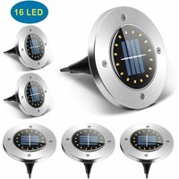 6er-Pack 16 LED-Solar-Gartenleuchten für den Außenbereich, wasserdicht, IP65, für Rasen, Wege, Kaltweiß von ALOVEZ