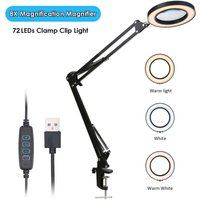 Lupe mit LED-Klemmclip, 8-fache Vergrößerung, 10 einstellbare Helligkeitsstufen, dimmbar, 3 Farben, Temperaturwechsel, Schreibtischlampe, Lupe mit LED-Klemmclip, 8-fache Vergrößerung, 10 einstellbare Helligkeitsstufen, dimmbar, 3 Farben, Temperaturwechsel, Schreibtischlampe, von ALOVEZ