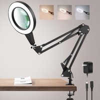 Lupe mit Licht und Ständer, 2-in-1 Echtglas, 8-fache Vergrößerung, Schreibtischlampe und Clip, Touch-Steuerung, 3 Modi, LED, stufenlos dimmbar, Lupe mit Licht und Ständer, 2-in-1 Echtglas, 8-fache Vergrößerung, Schreibtischlampe und Clip, Touch-Steuerung, 3 Modi, LED, stufenlos dimmbar, von ALOVEZ