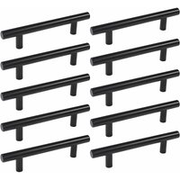 Alovez - lycxames T-Griff für Küchentüren und Schränke, Edelstahl, 160 mm, Schwarz, 10 Stück von ALOVEZ
