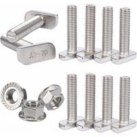 M8 x 20 Hammerkopfschraube A2 Edelstahl T-Track Bolzen mit Flanschmutter für PV-Modul, 28/15 Solar Photovoltaik Montageschiene für Gewächshaus (M8) von ALOVEZ